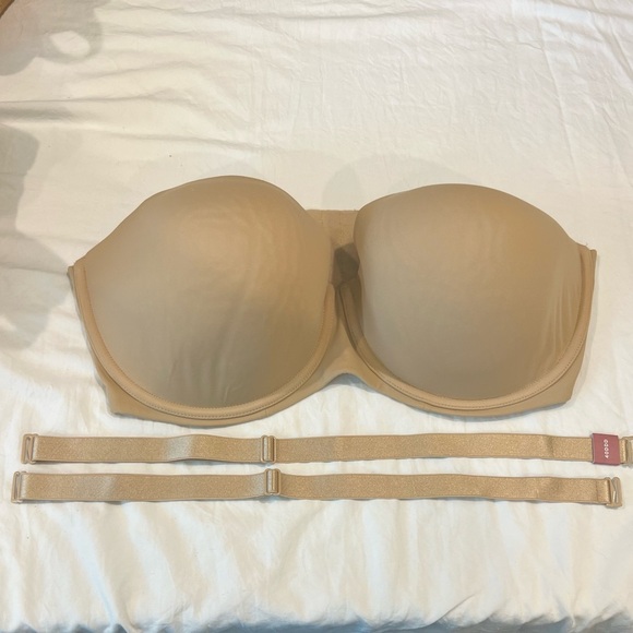 Cacique 40DDD Strapless Convertible Bra Nude Beige Smooth Support - Picture 1 of 3